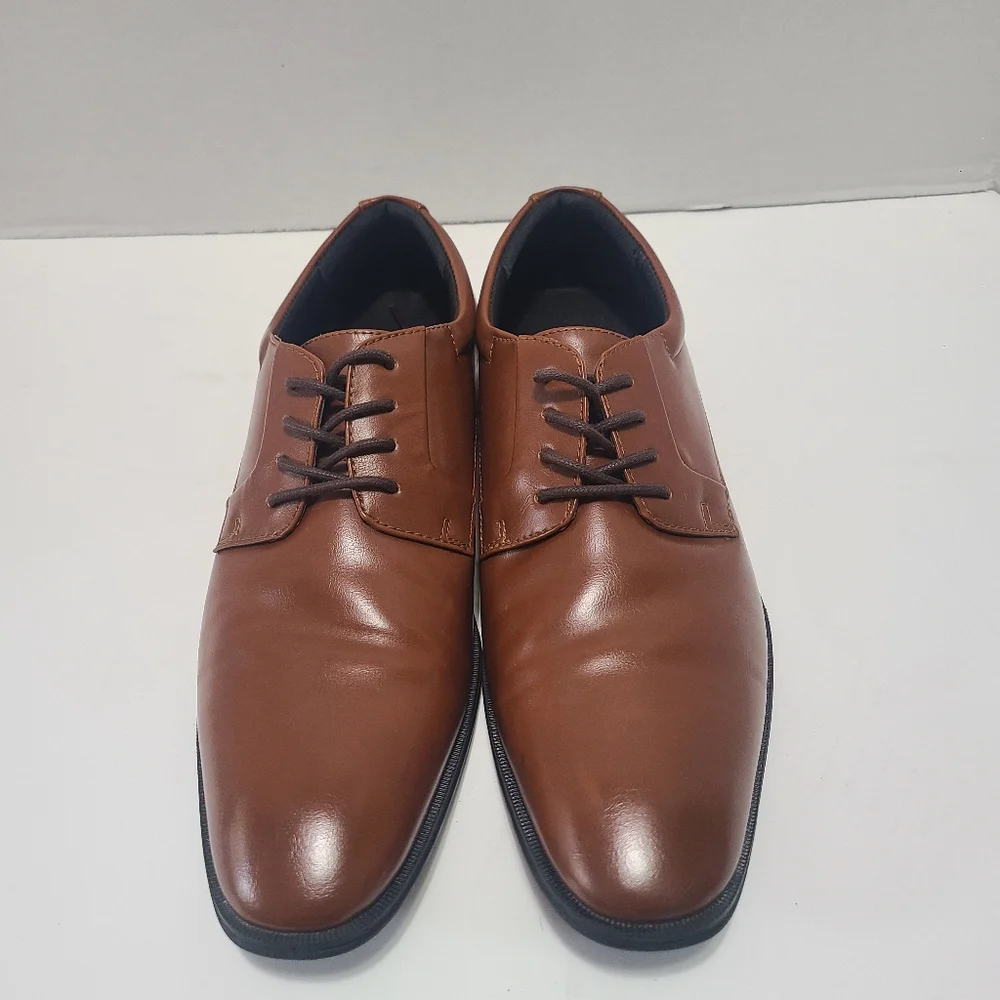 Alfani Andrew Classic Dark Tan Leather Men's‎ Dress Shoes Size 8.5